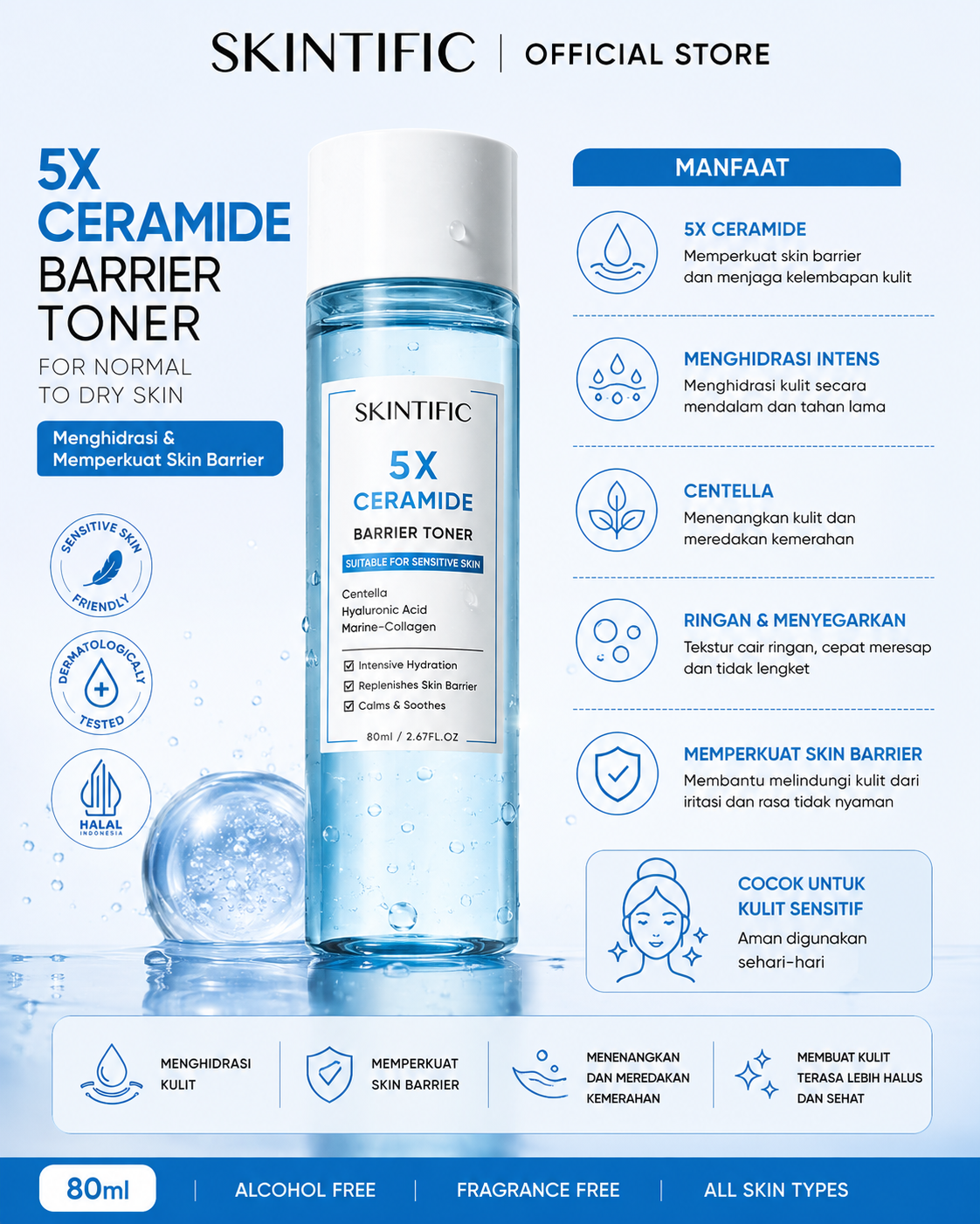 SKINTIFIC 5X Ceramide Barrier Toner 80 ml