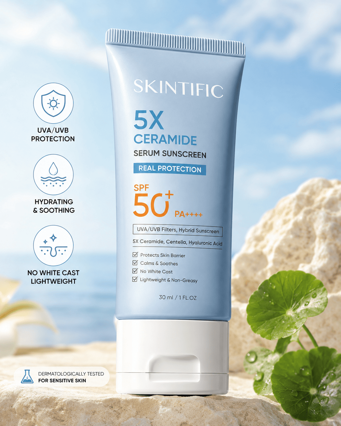 SKINTIFIC 5X Ceramide Serum Sunscreen SPF50+ PA++++